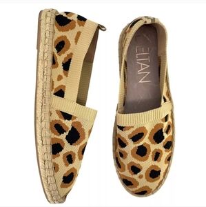 Deltan Hensley Espadrilles Womens Size 9 M Leopard Print Flyknit Slip on Flats